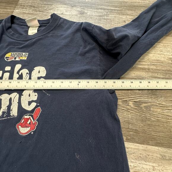 2007 Majestic Cleveland Indians Tribe Time World Series Blue Mens XL T-shirt y2k - Picture 8 of 10